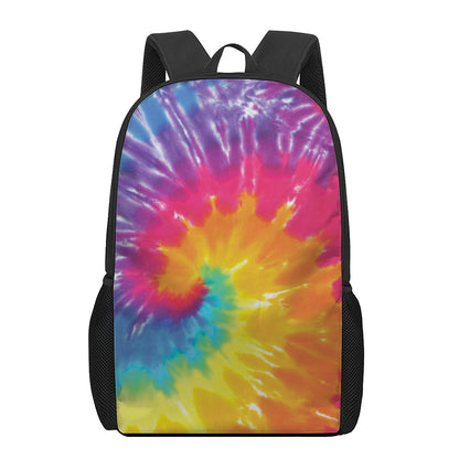Colorful Spiral Tie Dye Print 17 Inch Backpack