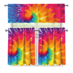Colorful Spiral Tie Dye Print 3 Piece Kitchen Curtains