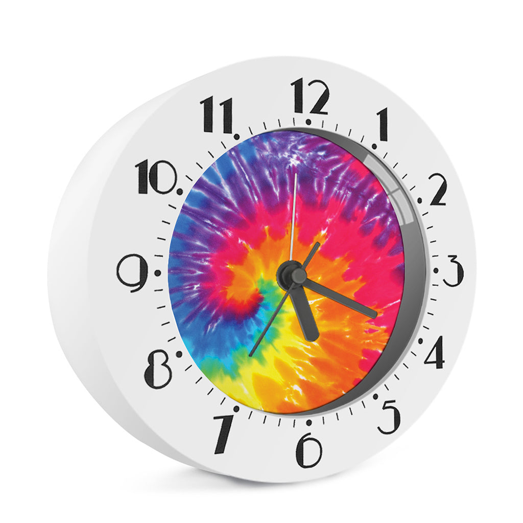 Colorful Spiral Tie Dye Print Alarm Clock