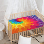 Colorful Spiral Tie Dye Print Baby Crib Sheet