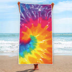 Colorful Spiral Tie Dye Print Beach Towel