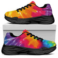 Colorful Spiral Tie Dye Print Black Chunky Shoes