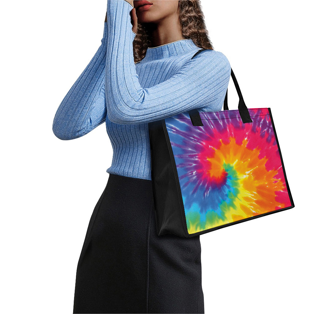 Colorful Spiral Tie Dye Print Canvas Tote Bag