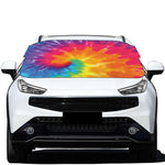 Colorful Spiral Tie Dye Print Car Windshield Snow Cover