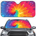 Colorful Spiral Tie Dye Print Car Windshield Sun Shade