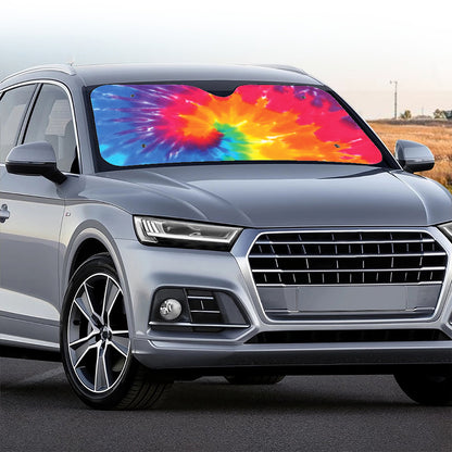 Colorful Spiral Tie Dye Print Car Windshield Sun Shade