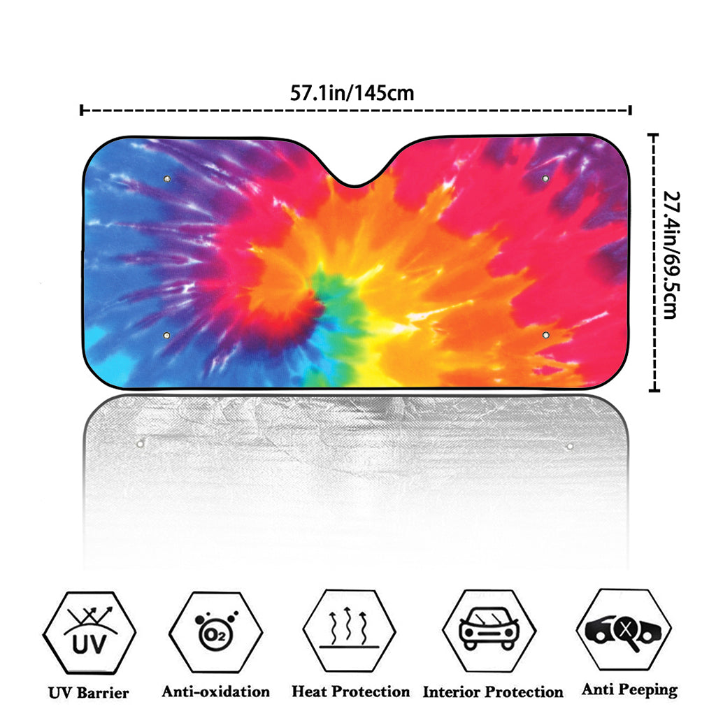 Colorful Spiral Tie Dye Print Car Windshield Sun Shade