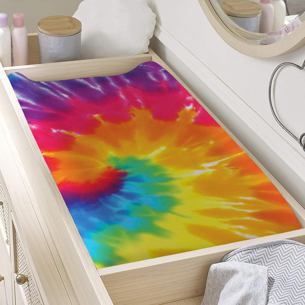 Colorful Spiral Tie Dye Print Changing Pad Cover
