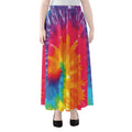 Colorful Spiral Tie Dye Print Chiffon Maxi Skirt