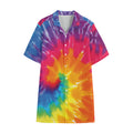 Colorful Spiral Tie Dye Print Cotton Hawaiian Shirt
