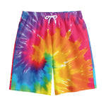 Colorful Spiral Tie Dye Print Cotton Shorts