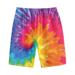Colorful Spiral Tie Dye Print Cotton Shorts