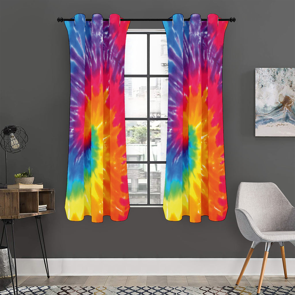 Colorful Spiral Tie Dye Print Curtain