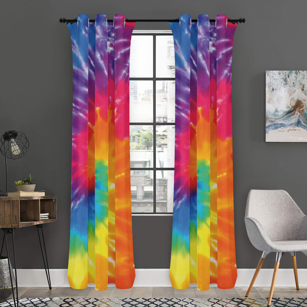 Colorful Spiral Tie Dye Print Curtain