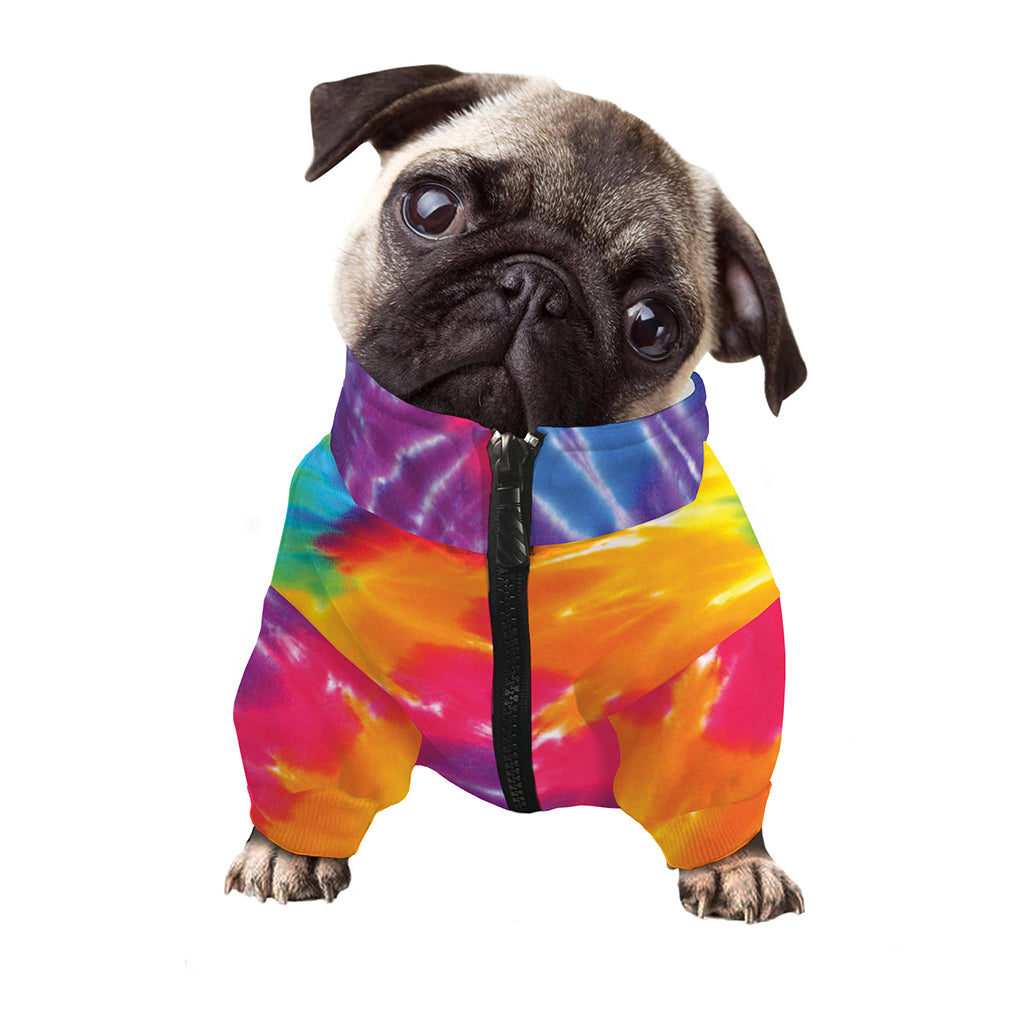Colorful Spiral Tie Dye Print Dog Zip Up Jacket