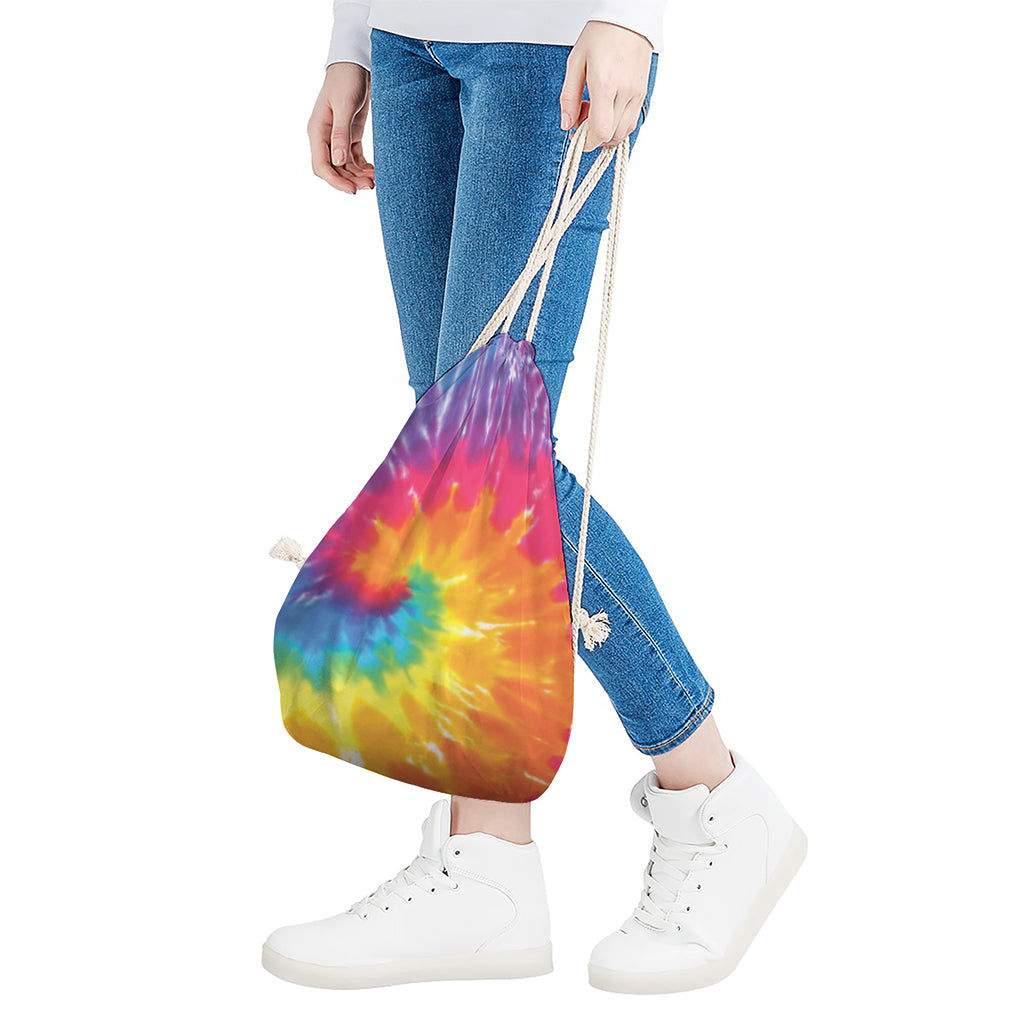 Colorful Spiral Tie Dye Print Drawstring Bag