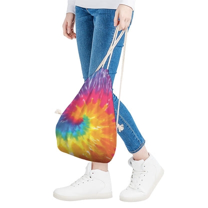 Colorful Spiral Tie Dye Print Drawstring Bag