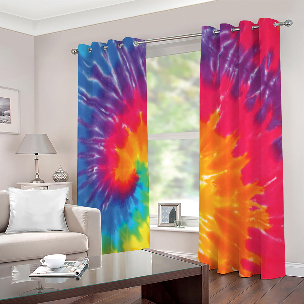 Colorful Spiral Tie Dye Print Extra Wide Grommet Curtains