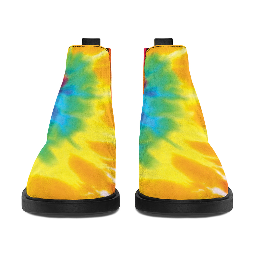 Colorful Spiral Tie Dye Print Flat Ankle Boots