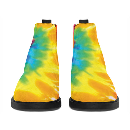 Colorful Spiral Tie Dye Print Flat Ankle Boots