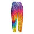 Colorful Spiral Tie Dye Print Fleece Lined Knit Pants