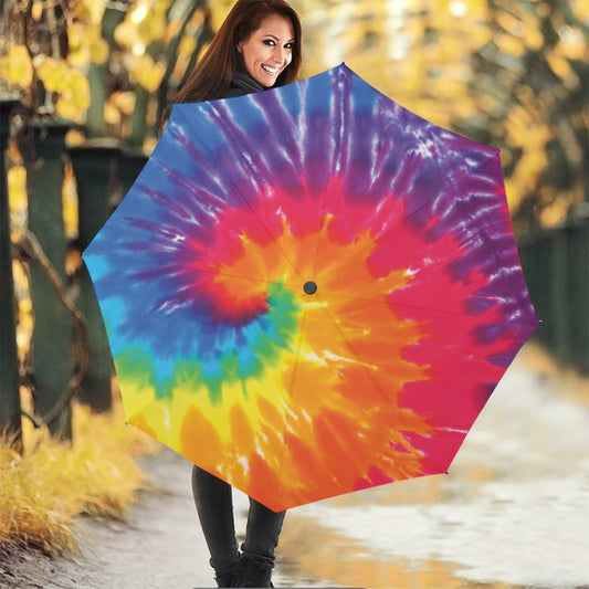 Colorful Spiral Tie Dye Print Foldable Umbrella