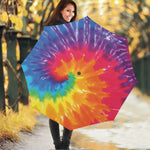 Colorful Spiral Tie Dye Print Foldable Umbrella