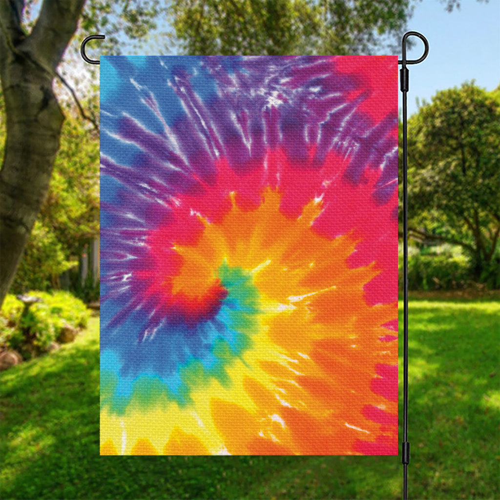 Colorful Spiral Tie Dye Print Garden Flag