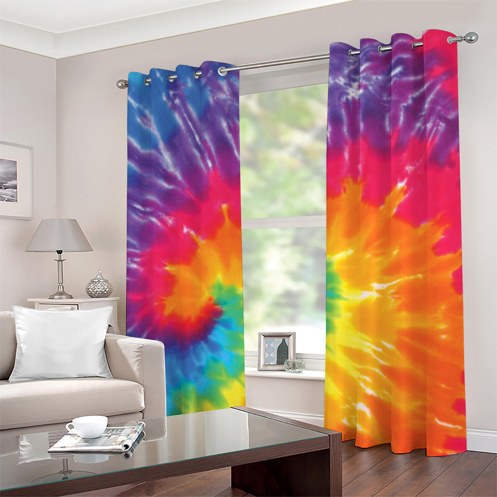 Colorful Spiral Tie Dye Print Grommet Curtains