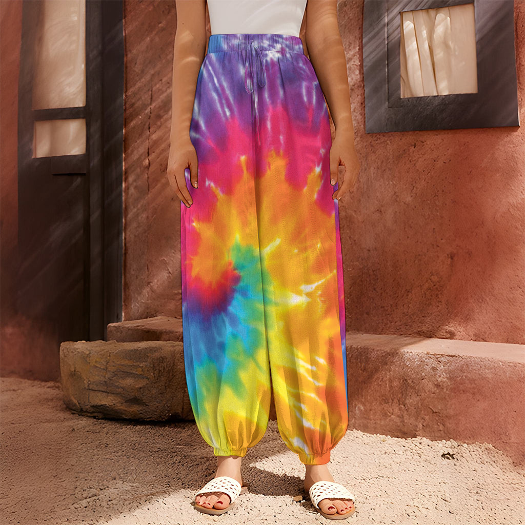 Colorful Spiral Tie Dye Print Harem Pants