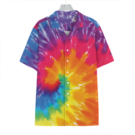 Colorful Spiral Tie Dye Print Hawaiian Shirt