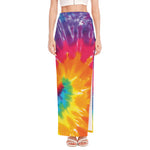 Colorful Spiral Tie Dye Print High Slit Maxi Skirt
