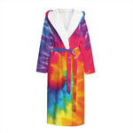 Colorful Spiral Tie Dye Print Hooded Bathrobe
