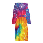 Colorful Spiral Tie Dye Print Hooded Bathrobe