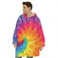Colorful Spiral Tie Dye Print Hoodie Blanket