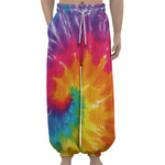 Colorful Spiral Tie Dye Print Lantern Pants