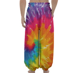 Colorful Spiral Tie Dye Print Lantern Pants