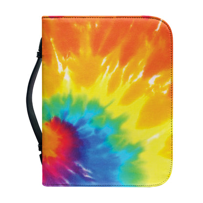 Colorful Spiral Tie Dye Print Leather Bible Cover