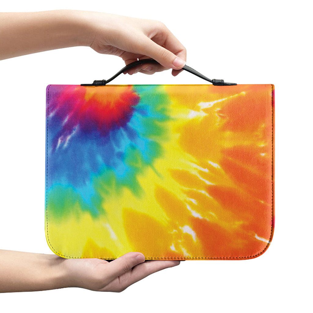 Colorful Spiral Tie Dye Print Leather Bible Cover