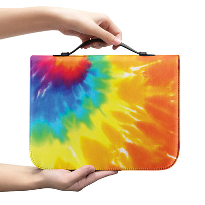Colorful Spiral Tie Dye Print Leather Bible Cover