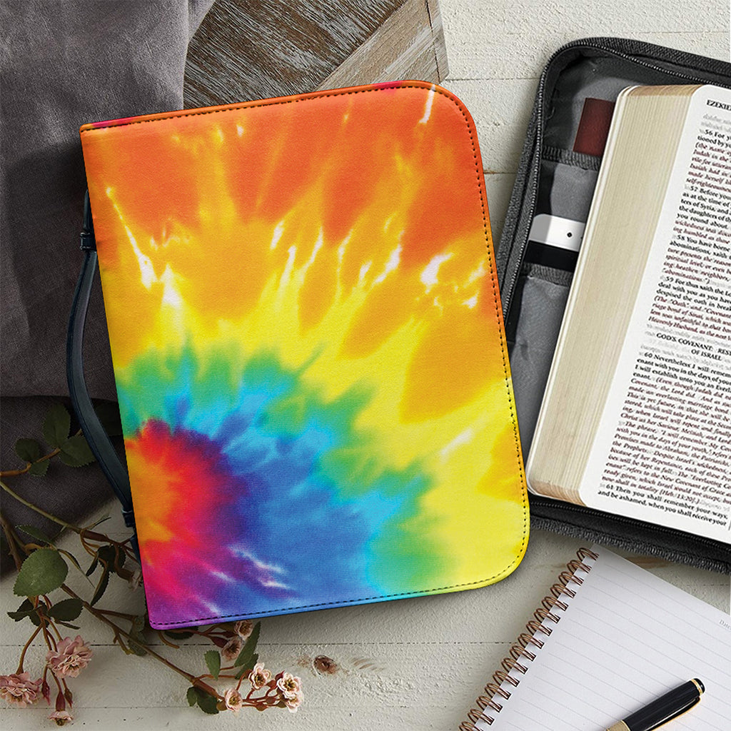 Colorful Spiral Tie Dye Print Leather Bible Cover