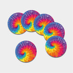 Colorful Spiral Tie Dye Print Leather Coaster Set