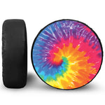 Colorful Spiral Tie Dye Print Leather Spare Tire Cover