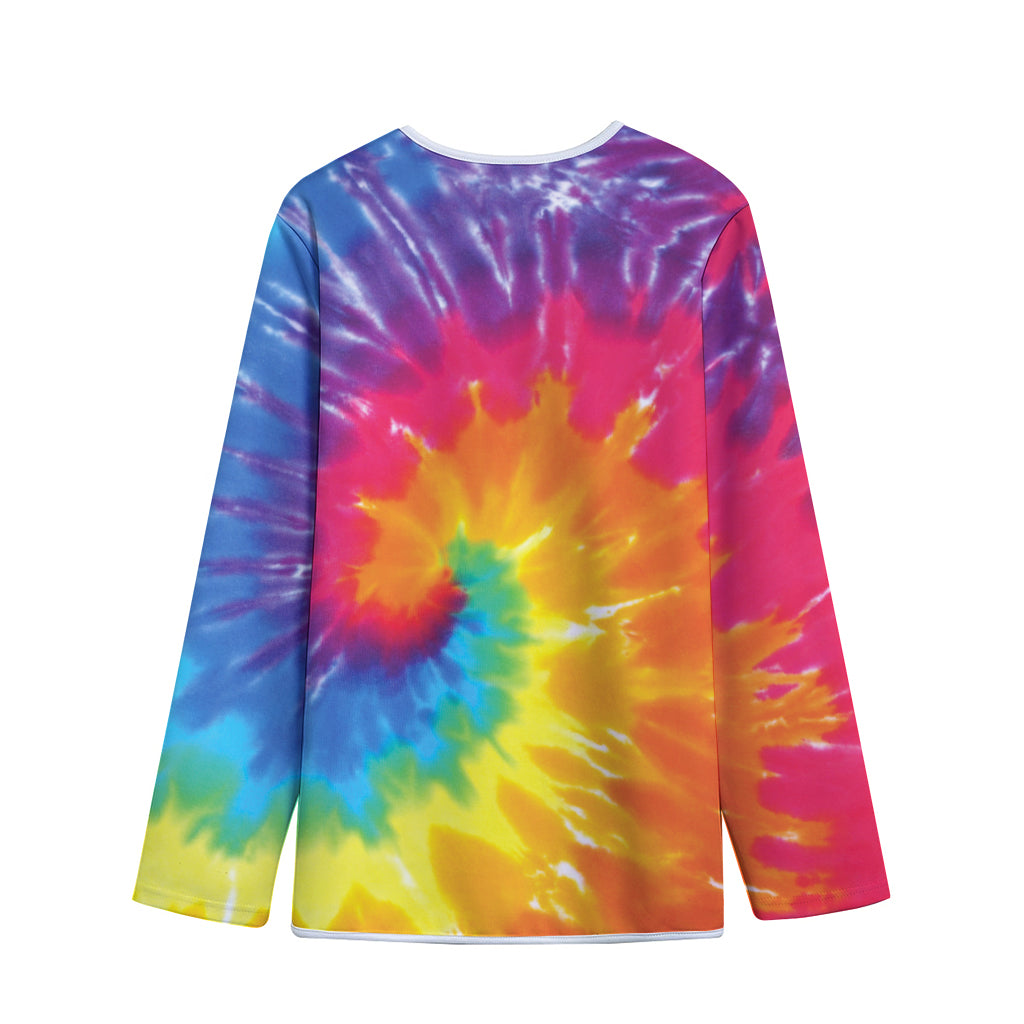 Colorful Spiral Tie Dye Print Long Sleeve Short Coat