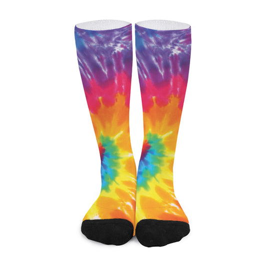 Colorful Spiral Tie Dye Print Long Socks