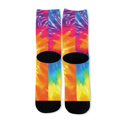 Colorful Spiral Tie Dye Print Long Socks