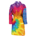 Colorful Spiral Tie Dye Print Men's Bathrobe