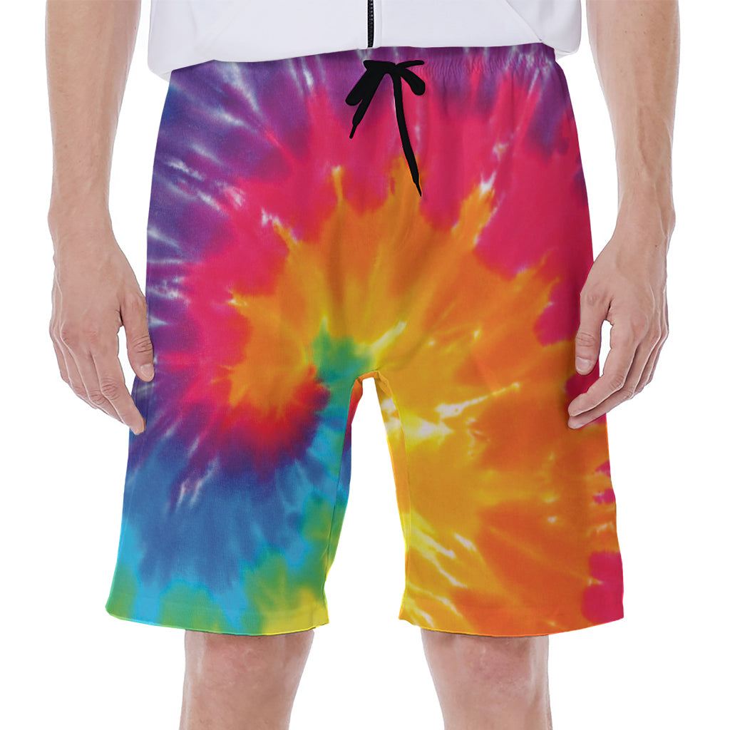 Colorful Spiral Tie Dye Print Men's Beach Shorts
