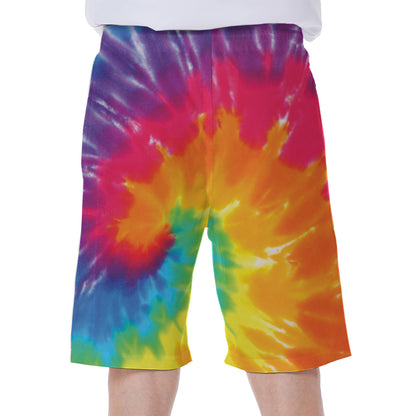 Colorful Spiral Tie Dye Print Men's Beach Shorts