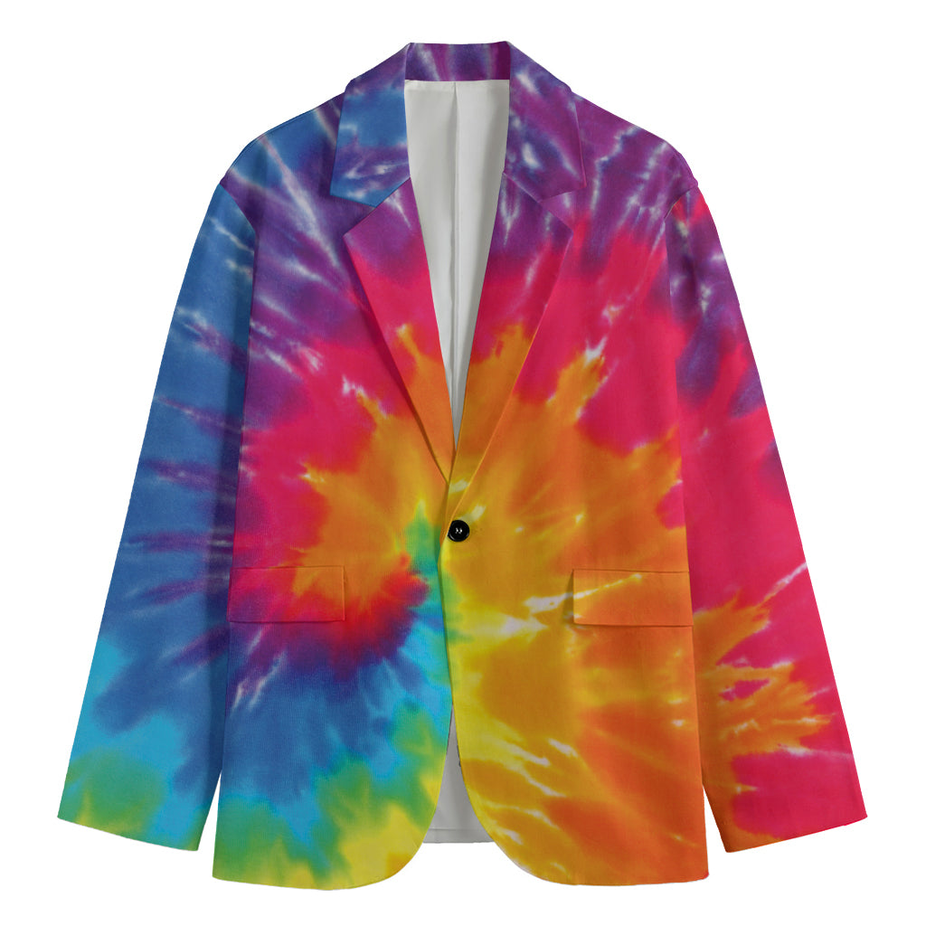 Colorful Spiral Tie Dye Print Men's Blazer